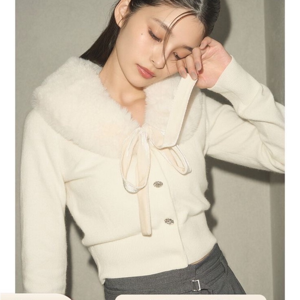 Lily Brown Faux Fur Collar Cardigan